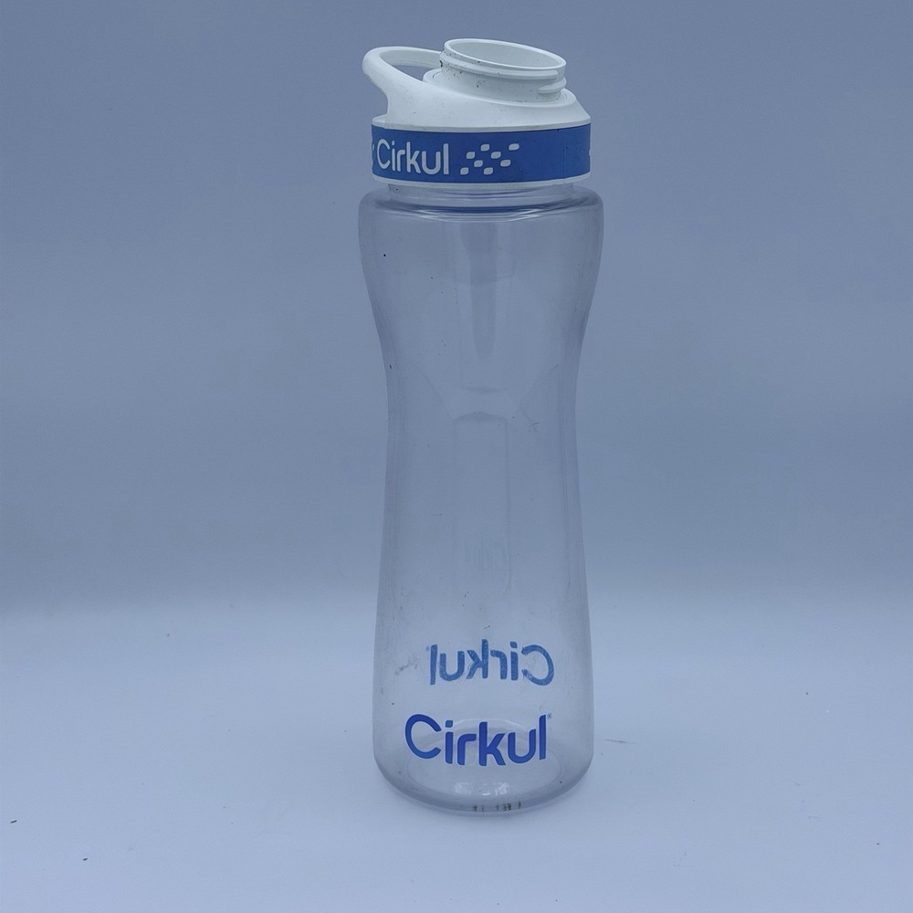 Cirkul Classic 32 fl oz Clear Plastic Reusable Water Bottle, White Lid Blue Band
